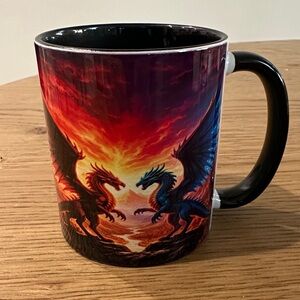 Dragon Design Mug - Black, Red, Blue